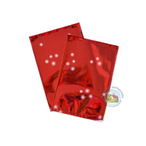 Целофановий пакетик 10*15 см у сніжинку №2 з червоною підкладкою
