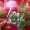 Целофановий міні пакетик «We wish a Merry Christmas/Різдвяний вінок» з клейкою стрічкою, 7*7 cм + 3 см
