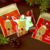 Целофановий пакетик «Happy Christmas/Оленя» з клейкою стрічкою, 10*10 cм + 3 см