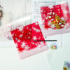 Целофановий пакетик «Новорічний у сніжинках» з клейкою стрічкою, 10*10 см + 3 см